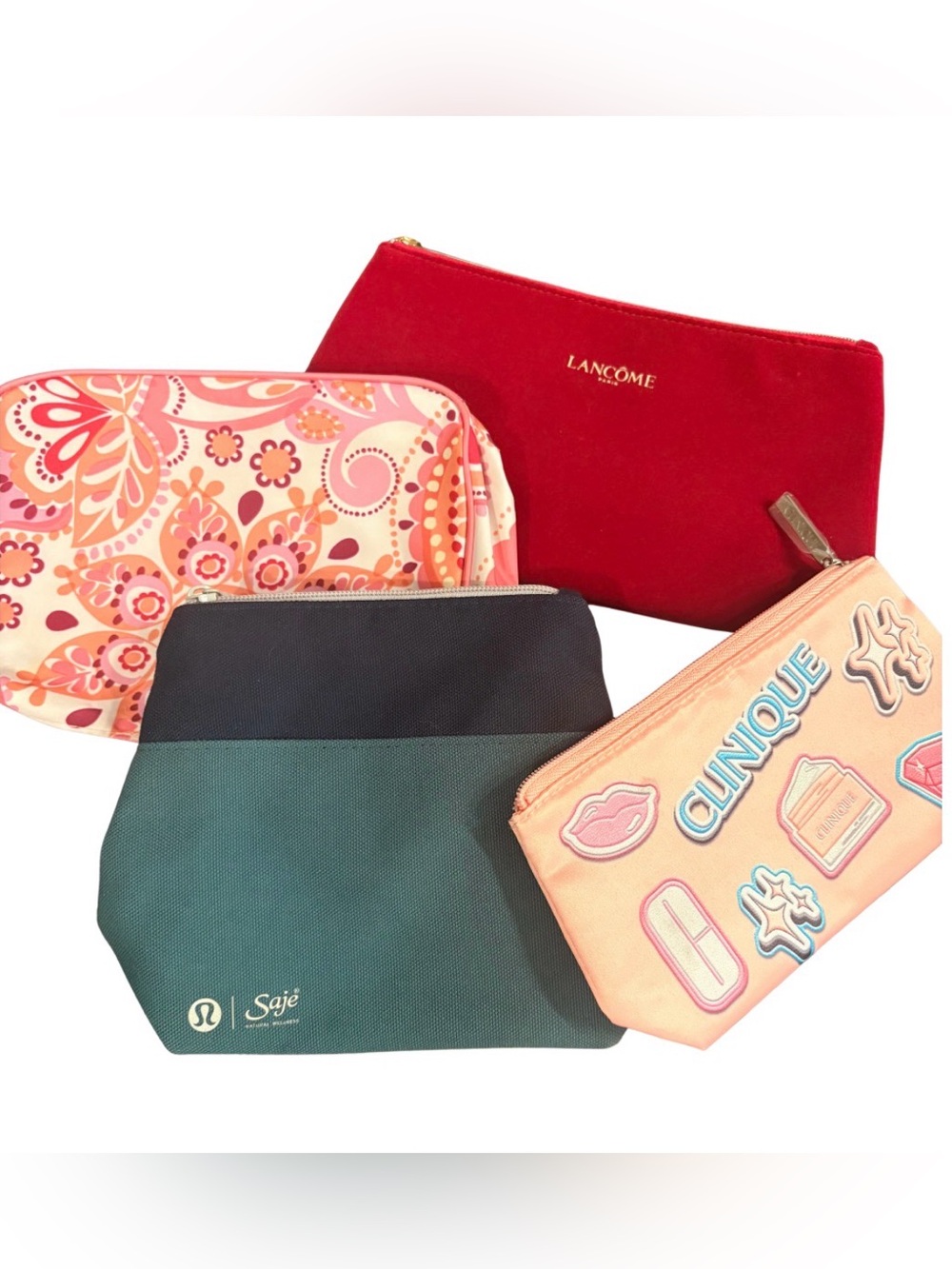 Trendy Lancôme, Clinique, Lululemon/Sage Cosmetic Pouches -